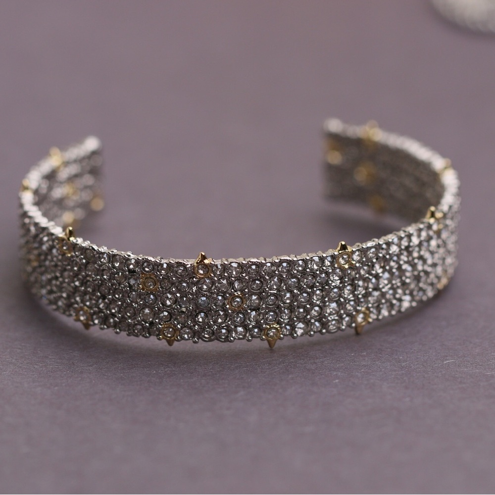 Alexis Bittar Silver Pavé Crystal Lace Thorny Cuff Small Cuff Bracelet - Picture 8 of 10
